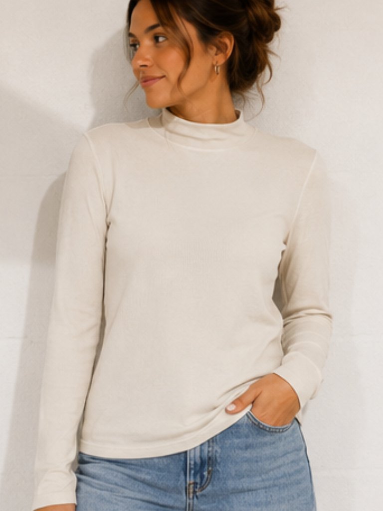 Stateside Small White Mock Neck Longsleeve
